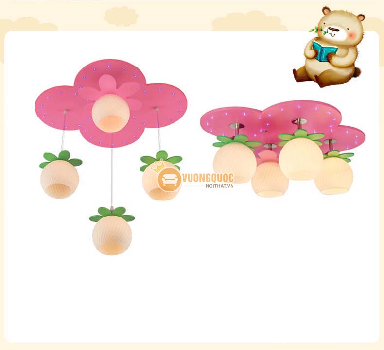 Đèn ốp trần cho bé màu hồng dễ thương uhs111-12